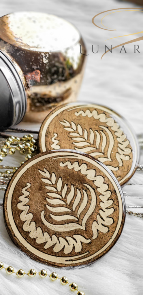 A SET of 4 Resin Coasters, 2024 Latte Swirl, Handmade