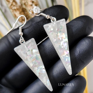 Triangle Mother of Pearl Resin Earrings
