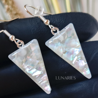 Triangle Mother of Pearl Resin Earrings