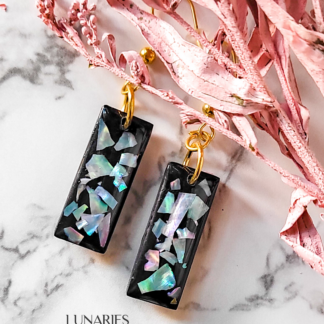Mother of Pearl Black Resin Earrings
