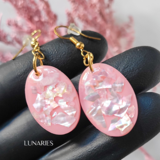 Blush Pink Mother of Pearl Resin Earrings
