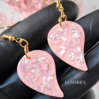 Blush Pink Mother of Pearl Resin Earrings
