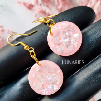Blush Pink Mother of Pearl Resin Earrings