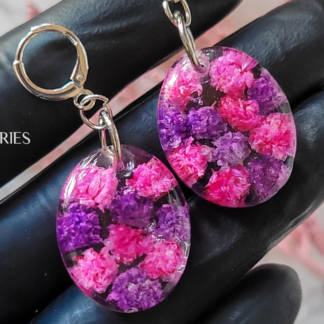 Magenta & Purple Floral Resin Earrings