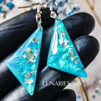 Teal Aqua Color-Shift Resin Earrings