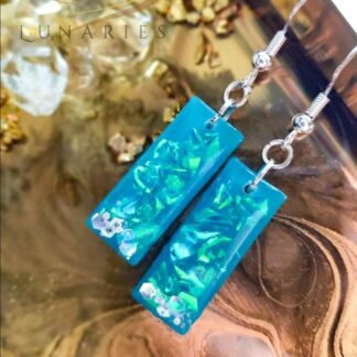 Teal Aqua Color-Shift Resin Earrings